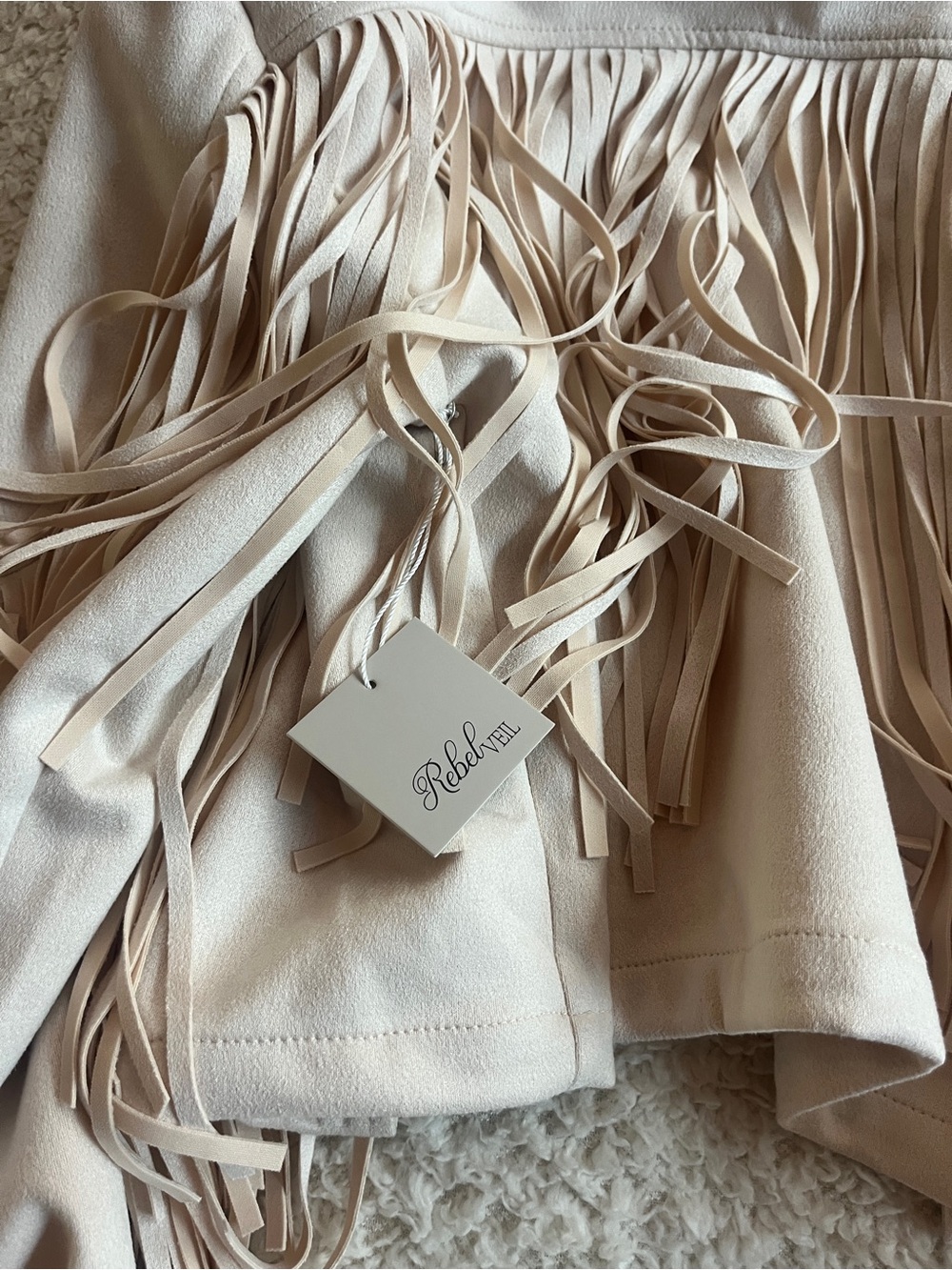 Fringe Crop Jacket in Cream - Picture 3 of 4